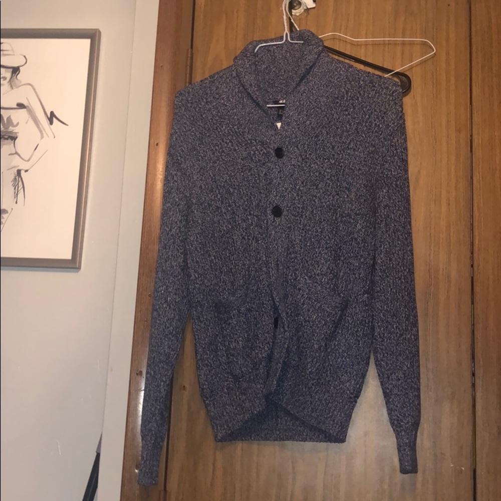 Mens H&M cow neck cardigan size large in blue